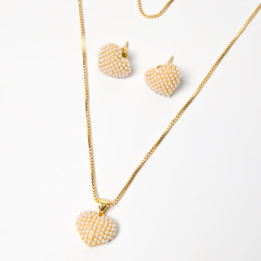 Set Rodinado Corazones Perlados