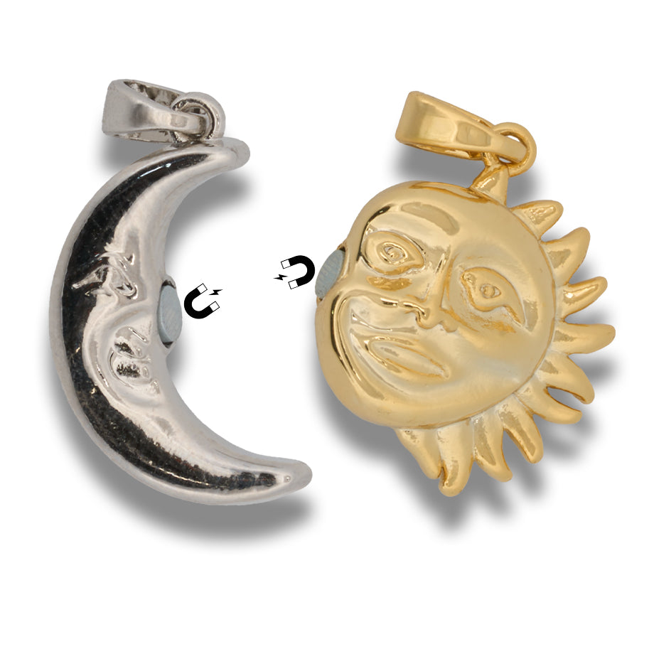 Dijes Para Pareja x 2 Piezas Sol Dorado y Luna Plateado Rodinado