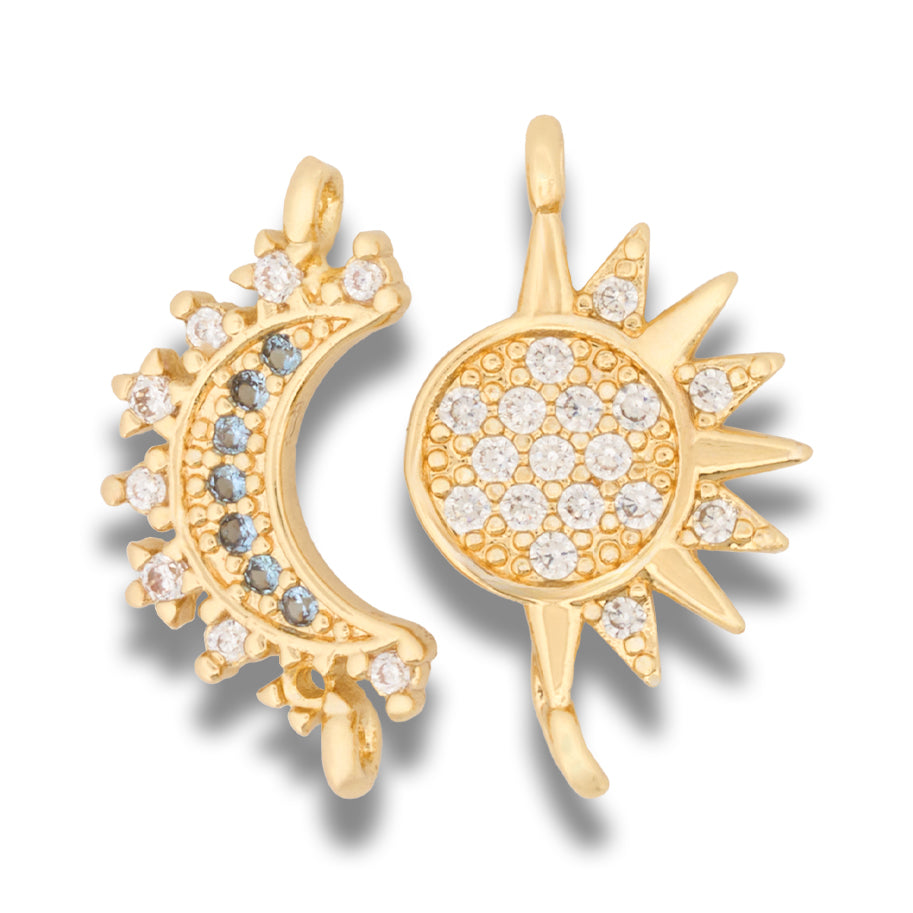 Dijes Para Pareja x 2 Piezas Sol y Luna Para Compartir Dorado Rodinado