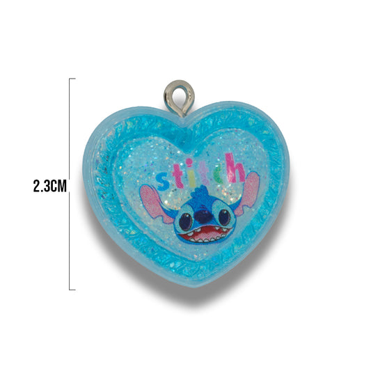 Dije Corazón Stitch Azul Acrilico