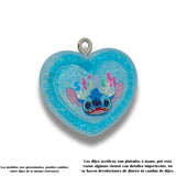 Dije Corazón Stitch Azul Acrilico