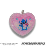 Dije Corazón Stitch Rosado Acrilico
