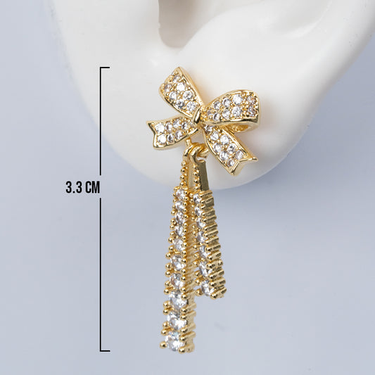 Topos Moño Coquette Colgantes Dorado X Par Rodinados / 3.3 cm