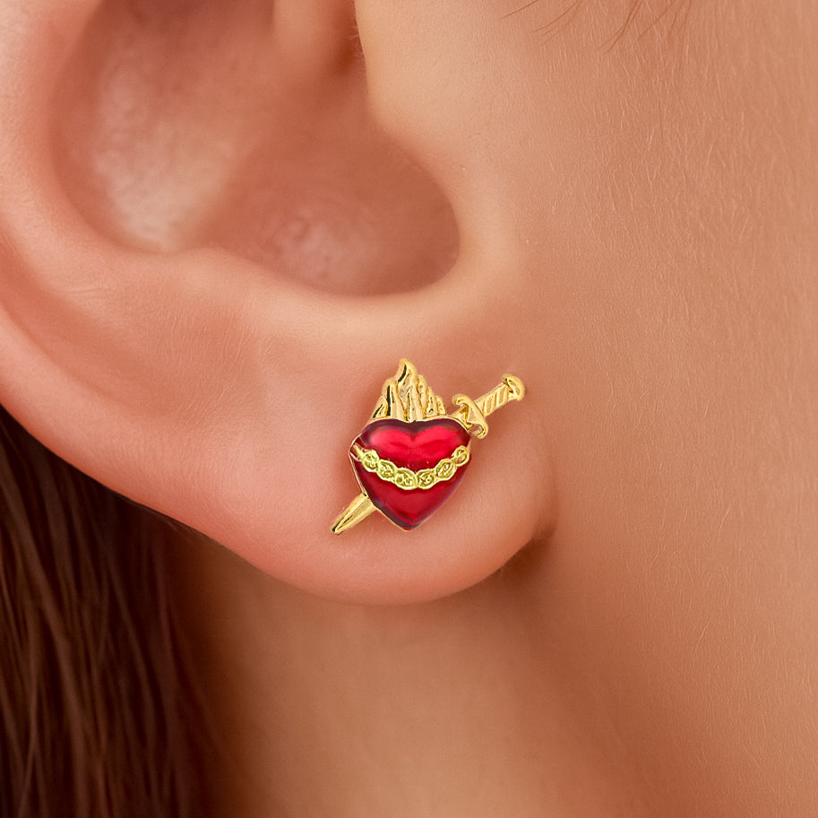 Topos 140 Sagrado Corazón Espada Dorado X Par Rodinados / 8mm