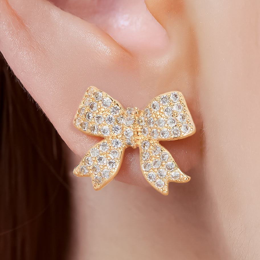 Topos Coquette Circón Dorado X Par Rodinados /