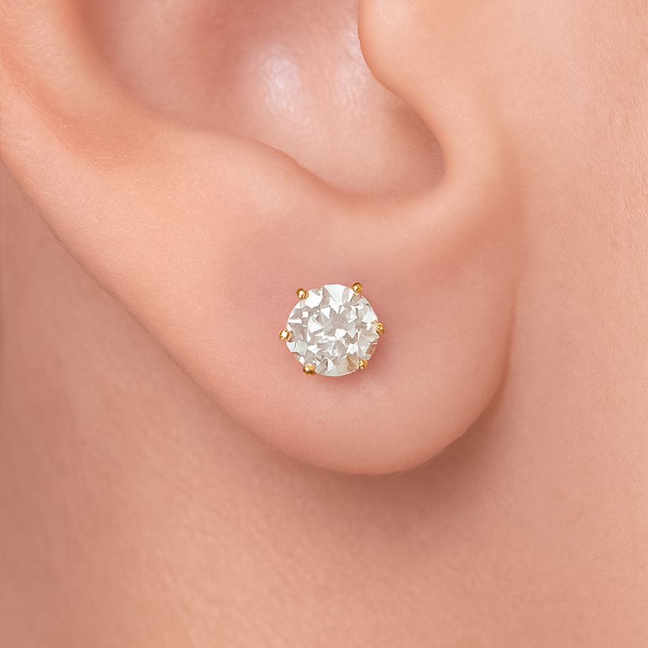 Topos Redondo Puntas Circón X Par Rodinados / 6mm