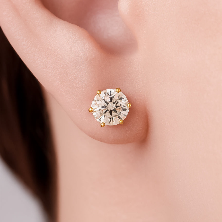 Topos Redondo Puntas Circón X Par Rodinados / 8mm