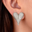 Topos Corazón Chunky Circón Plateado X Par Rodinados / 2.5cm