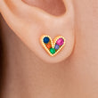 Topos Corazón Cristal Piedra Multicolor X Par Rodinados /