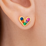 Topos Corazón Cristal Piedra Multicolor X Par Rodinados /