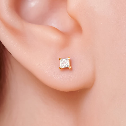 Topos Cuadrado Circón X Par Rodinados / 3mm