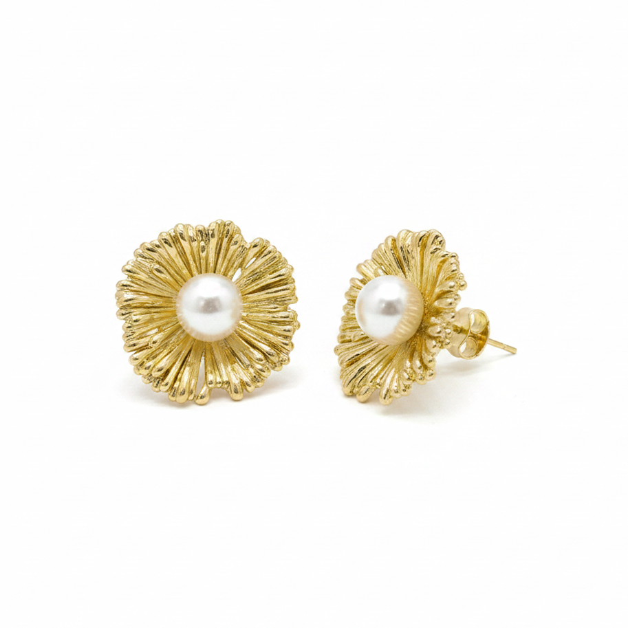 Topos 198 Flor Perla X Par Dorado Rodinado