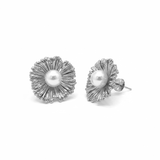 Topos 199 Flor Perla X Par Plateado Rodinado