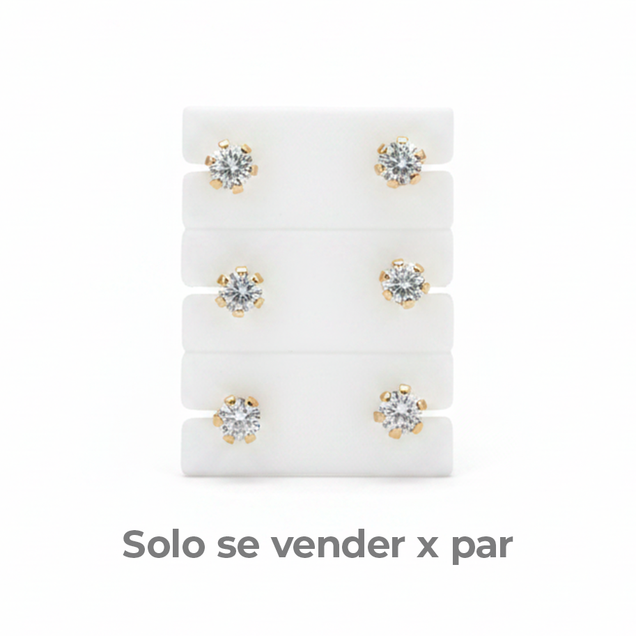Topos Circon 5 mm Oro Laminado x par