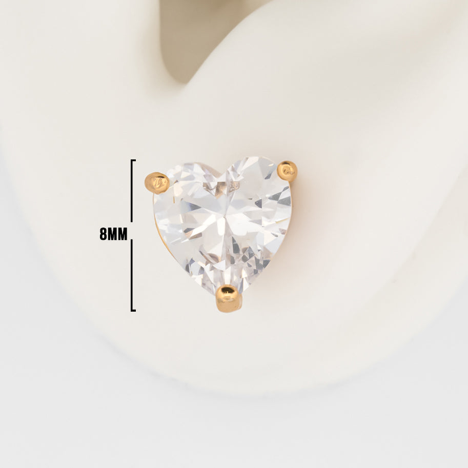 Topos Corazón Circón X Par Rodinados / 8mm