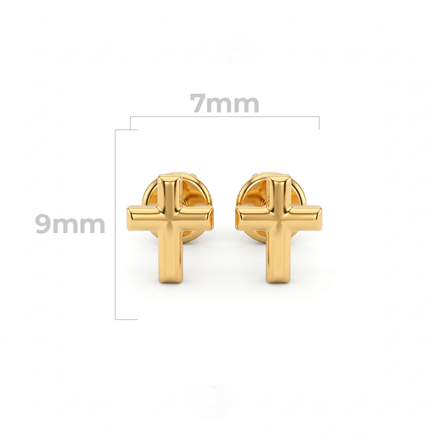 Topos Cruz Lisa Oro Laminado X Par