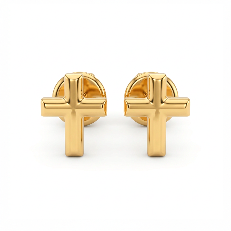 Topos Cruz Lisa Oro Laminado X Par