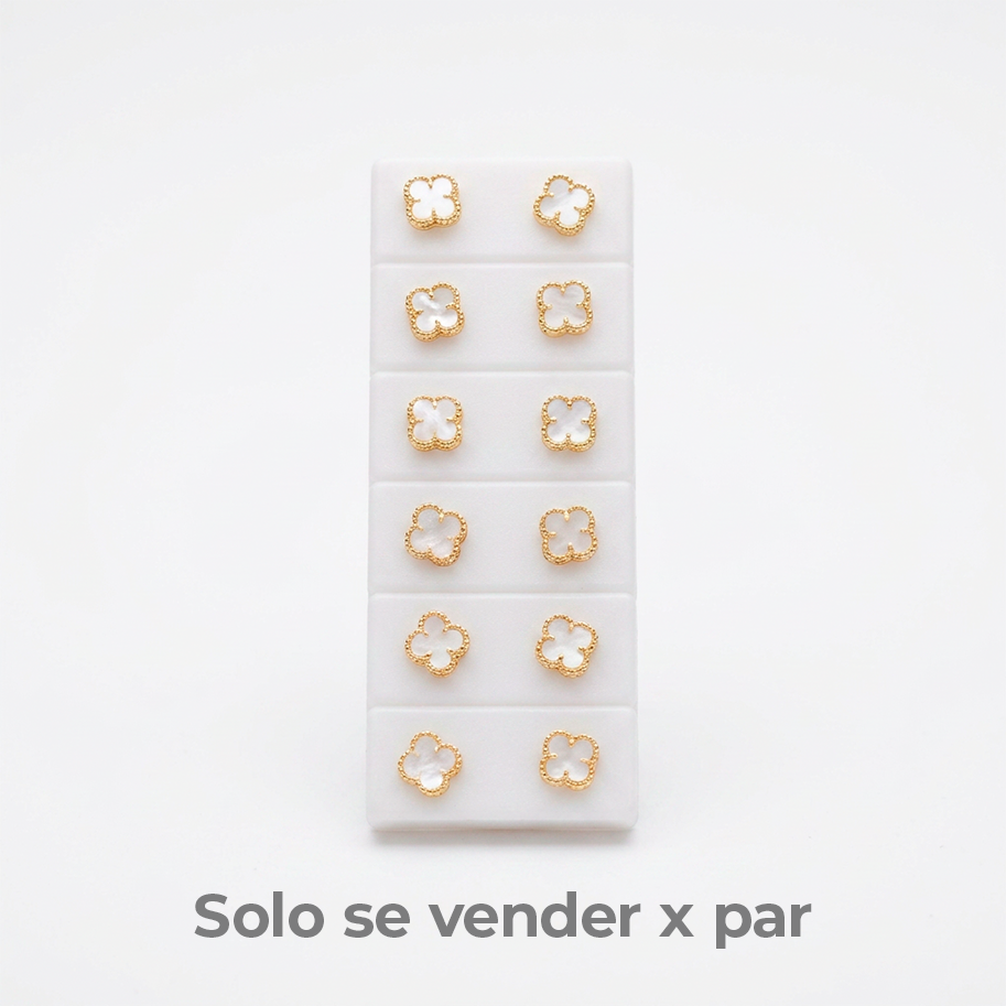 Topos Trebol Blanco Oro Laminado x par