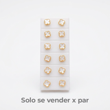Topos Trebol Blanco Oro Laminado x par