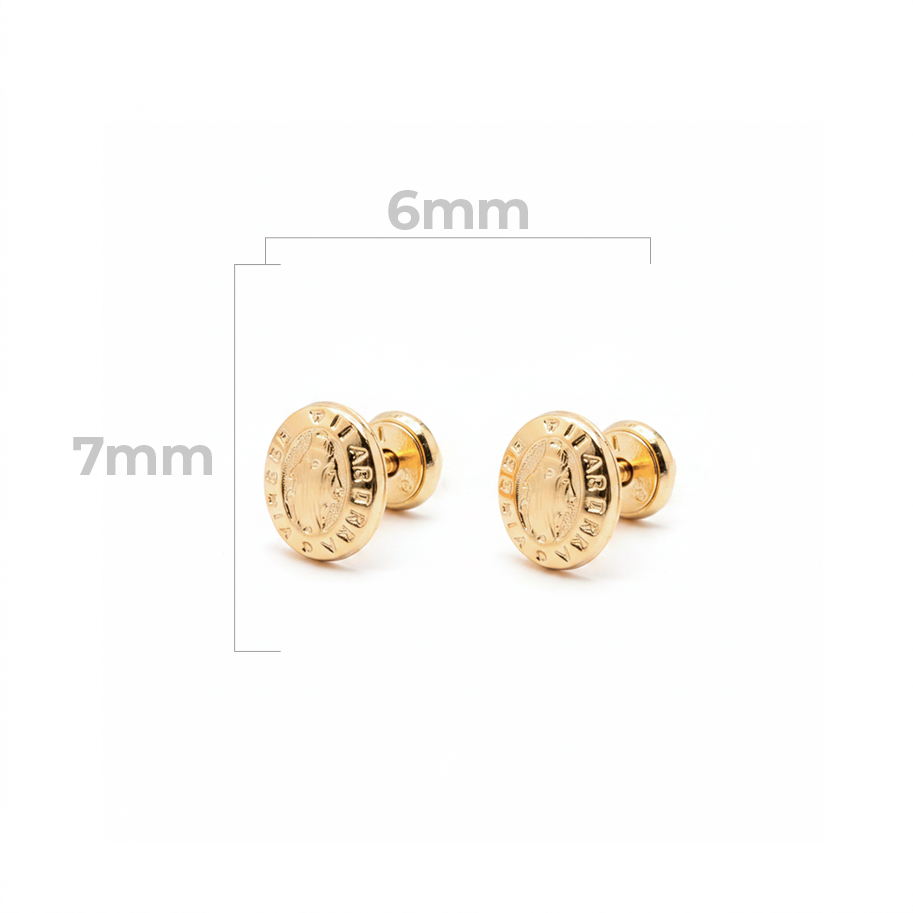 Topos Virgen Milagrosa Oro Laminado x par