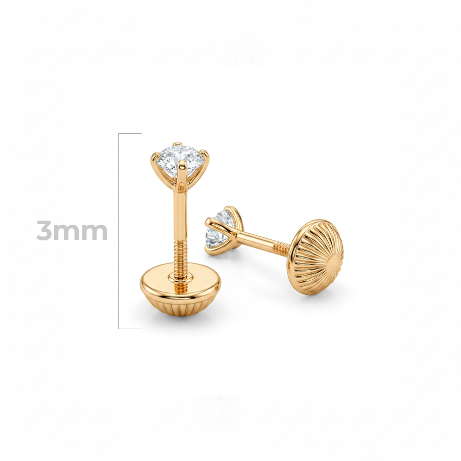 Topos circon 3mm Oro Laminado x par