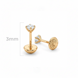 Topos circon 3mm Oro Laminado x par