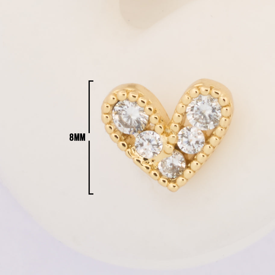 Topos Corazón Cristal Piedra Blanca x Par Rodinados / 8mm