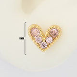 Topos Corazón Cristal Piedra Rosado X Par Rodinados / 8mm