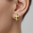 Topos Cruz Lisa Oro Laminado X Par