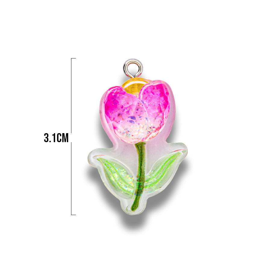 Dije Acrílico Tulipan Glitter