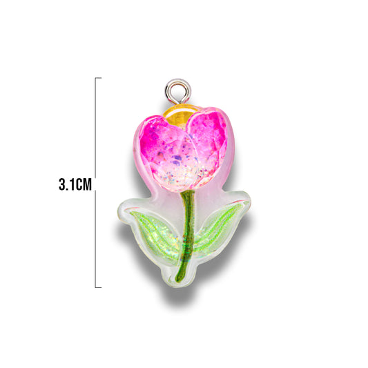 Dije Acrílico Tulipan Glitter