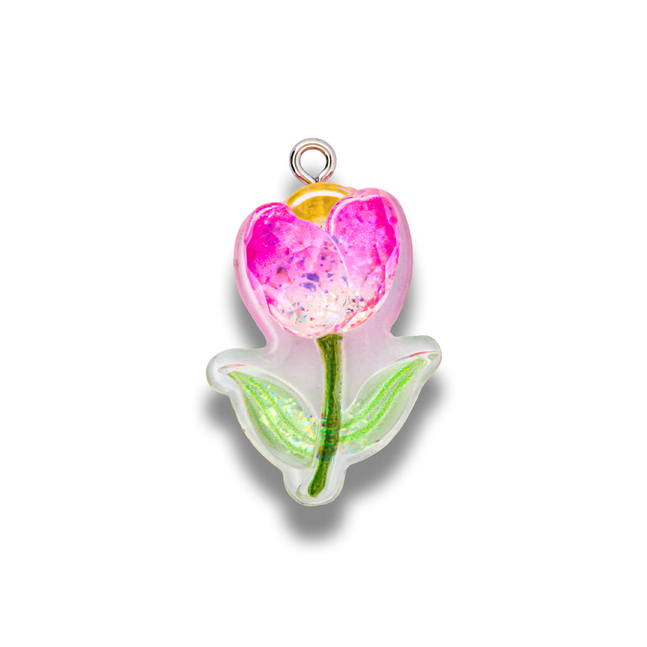 Dije Acrílico Tulipan Glitter