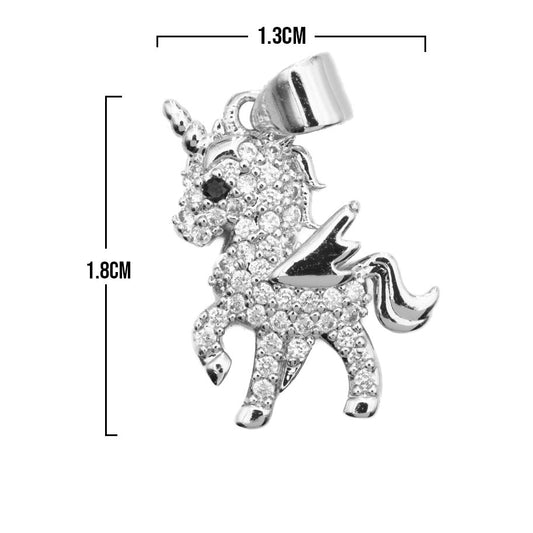 Dije Unicornio Plateado Rodinado