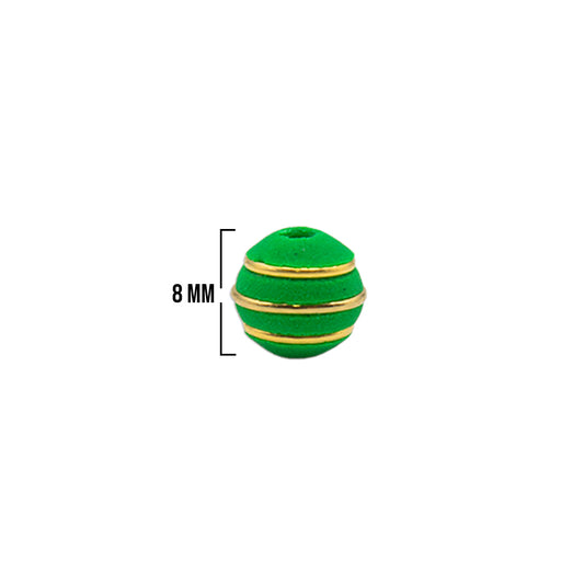 Bola Neopreno 3 Argollas Delgadas Doradas 8mm / Verde Neón