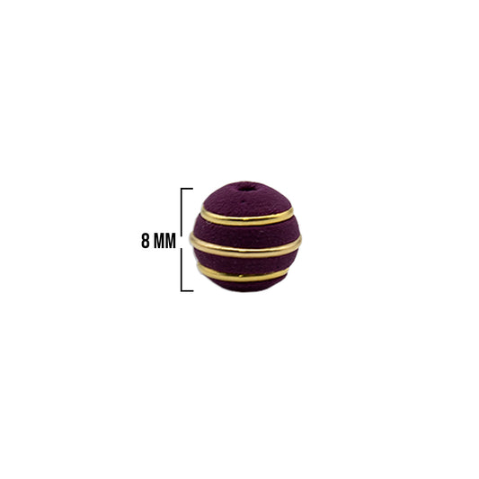 Bola Neopreno 3 Argollas Delgadas Doradas 8mm / Vinotinto