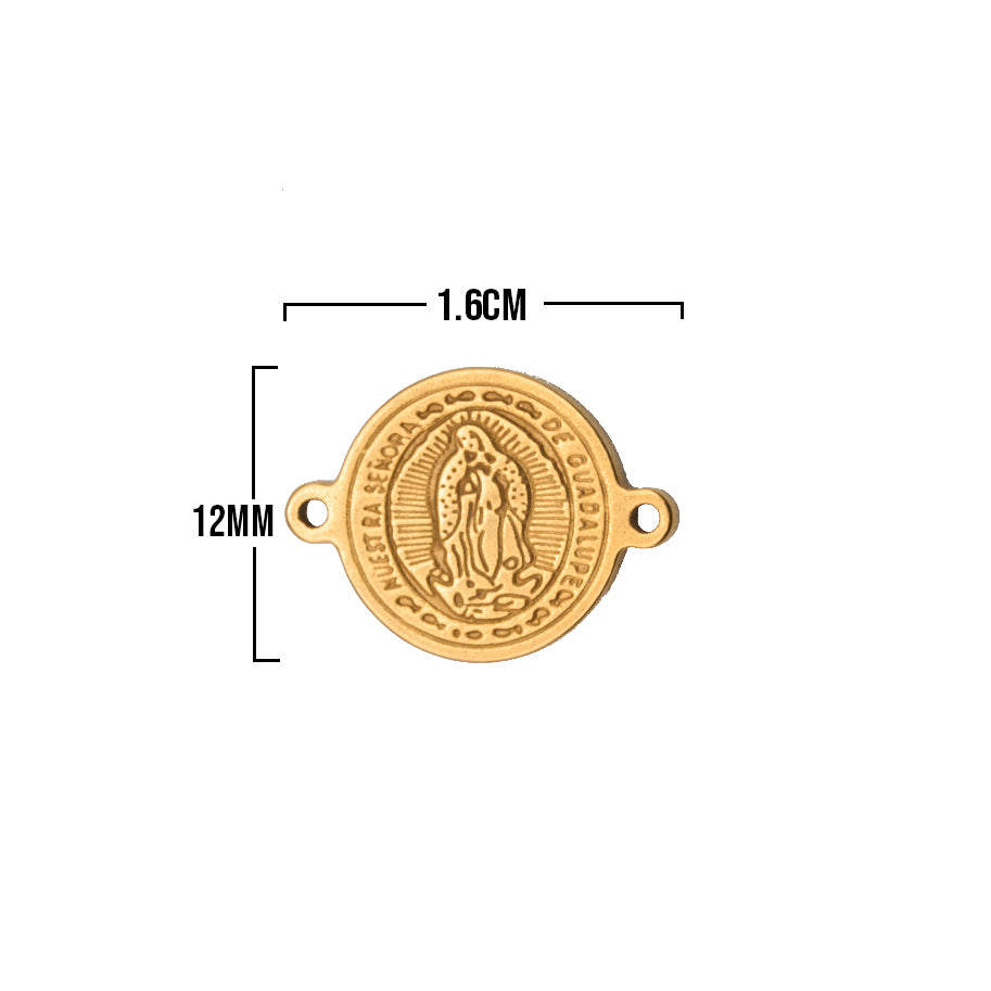 Dije Virgen Guadalupe 12mm Dorado De Acero