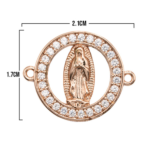 Dije Virgen Guadalupe Pulsera Rosado Rodinado