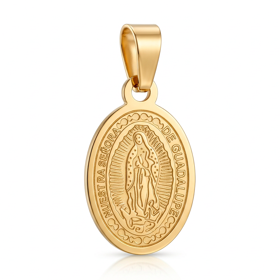 Virgen Guadalupe Collar Dorado De Acero