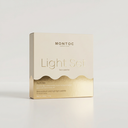 Paleta Light Set Montoc Aurora (bronzer, rubor, Iluminador)