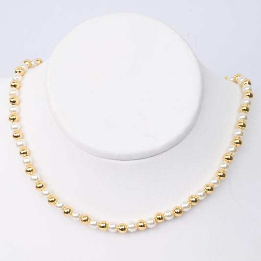 Collar Perla Balines 6mm Dorado Rodinado / 6mm
