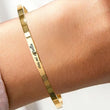 Brazalete Personalizable Plano Corazón De Acero 6mm Dorado + Marcación 1 Lado