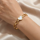 Brazalete Corazones Acero Dorado