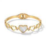 Brazalete Corazones Acero Dorado