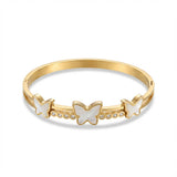 Brazalete Mariposas Acero Dorado