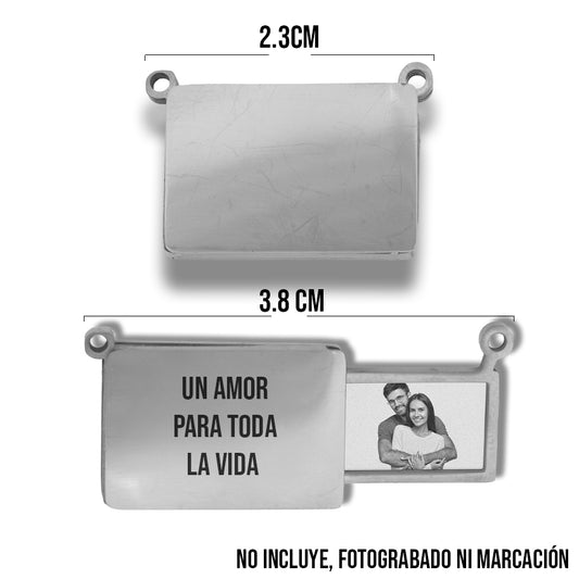 Dije Sobre y Carta Doble Argolla Plateado De Acero