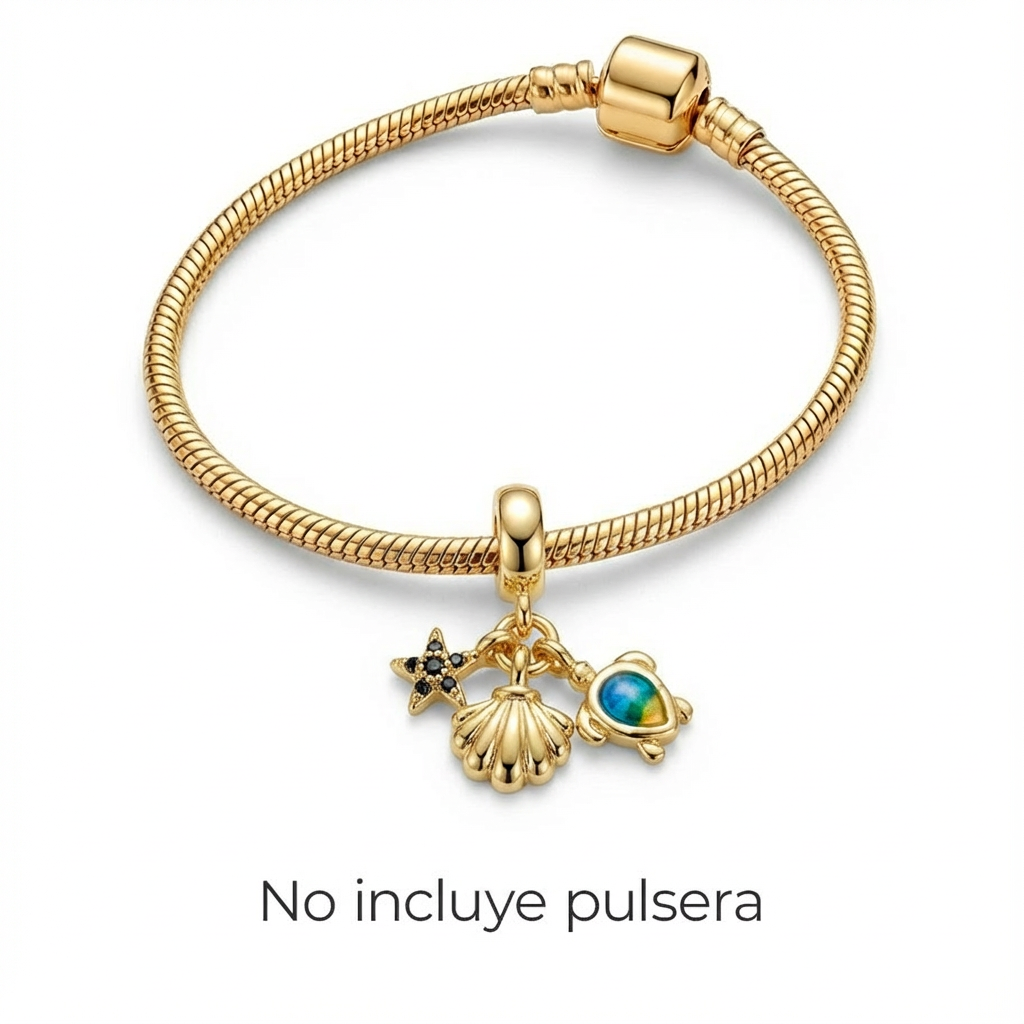 Charm Animales Marinos Dorado Rodinado