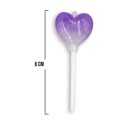 Dije Chupeta Corazón Morado Acrílico