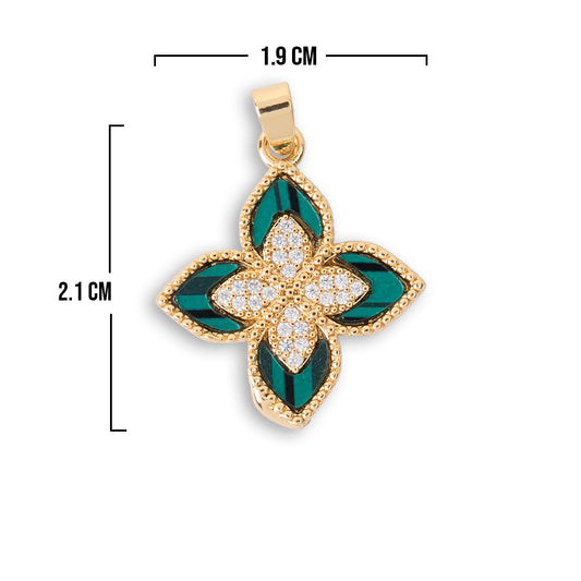 Dije Clover Piedra Verde Dorado Rodinado