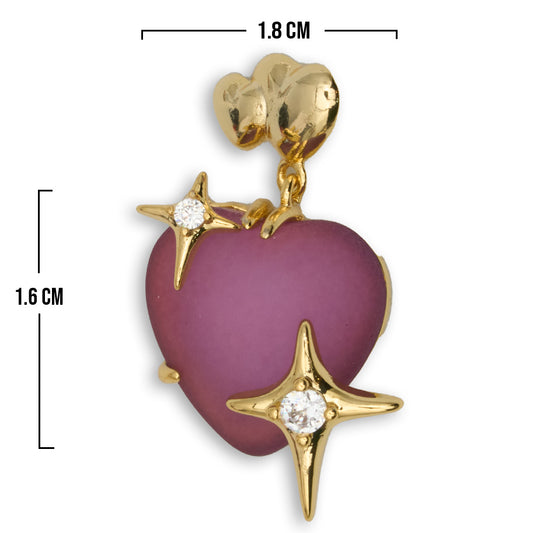 Dije Corazón Mate Morado Rodinado