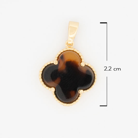 Dije Trebol Clov Collar Piedra cafe Dorado Rodinado